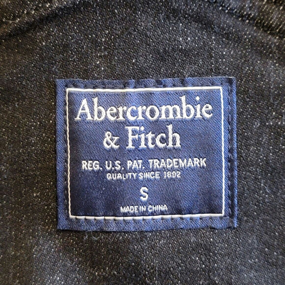 Abercrombie & Fitch Black Denim Overalls Straight Leg Crop Utility Style 90's S - Picture 14 of 16